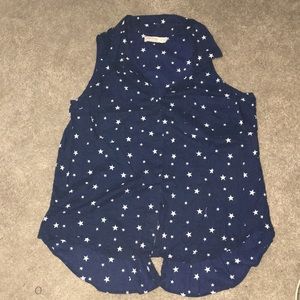 Blue sleeveless faded glory shirt w/ white stars